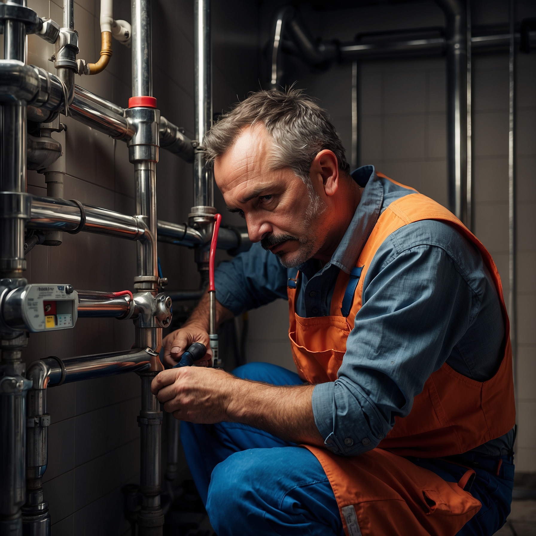 Commercial Plumber working
