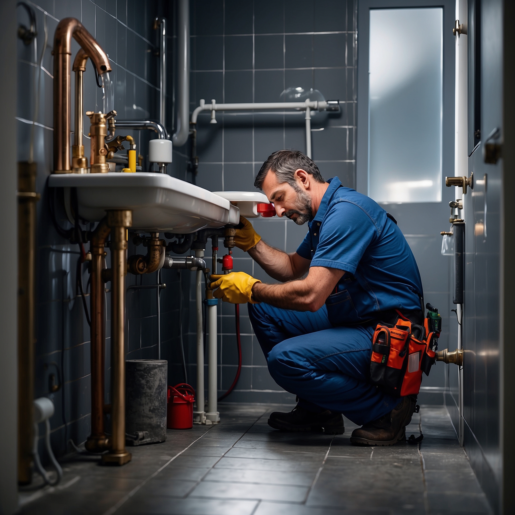 Emergency Plumber working